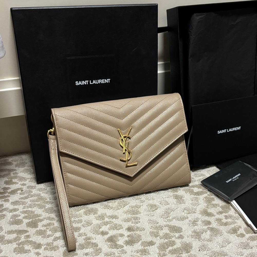 Saint Laurent CASSANDRE MATELASSÉ FLAP POUCH IN GRAIN DE POUDRE LEATHER